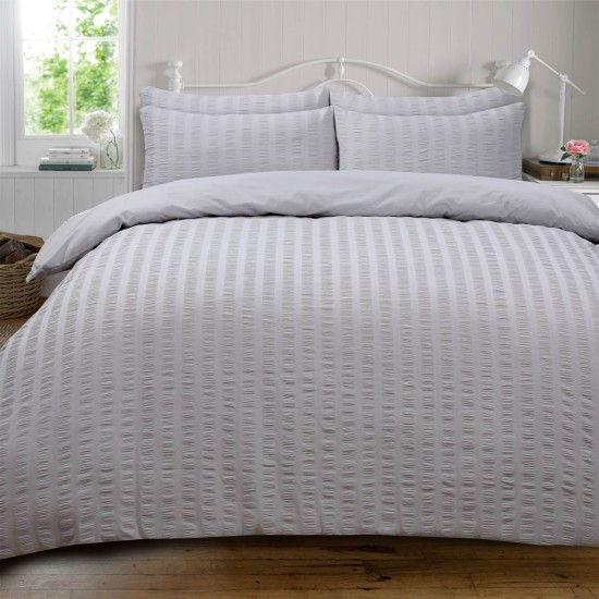 Seersucker Duvet Cover Set Luxury Stripe Bedding Set with Matching Pillowcases